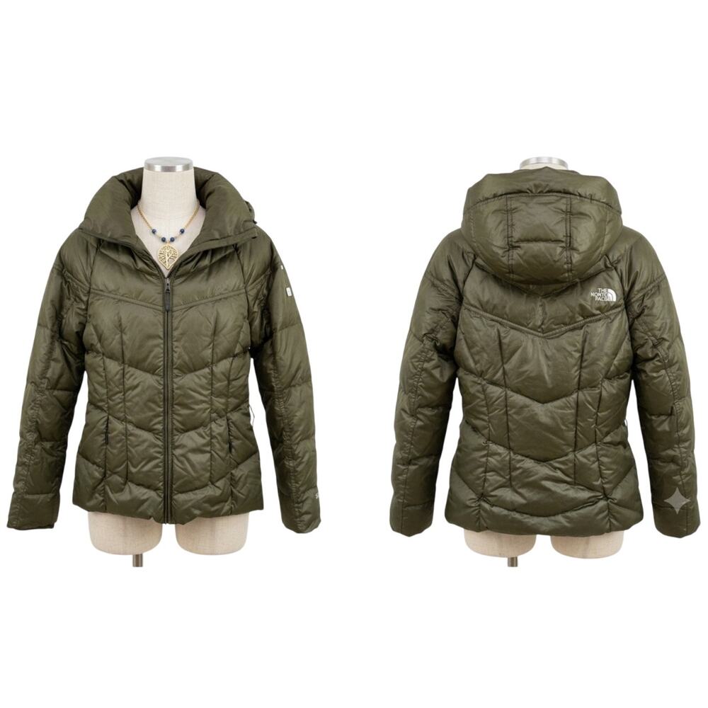 The North Face 550 Down Puffer Jacket Women's Olive Green  Winter Coat XS/P